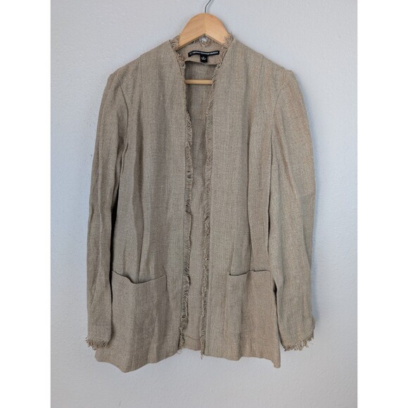 Ellen Tracy Woven Linen Jute Jacket Blazer Natural Size 12 - Picture 1 of 7
